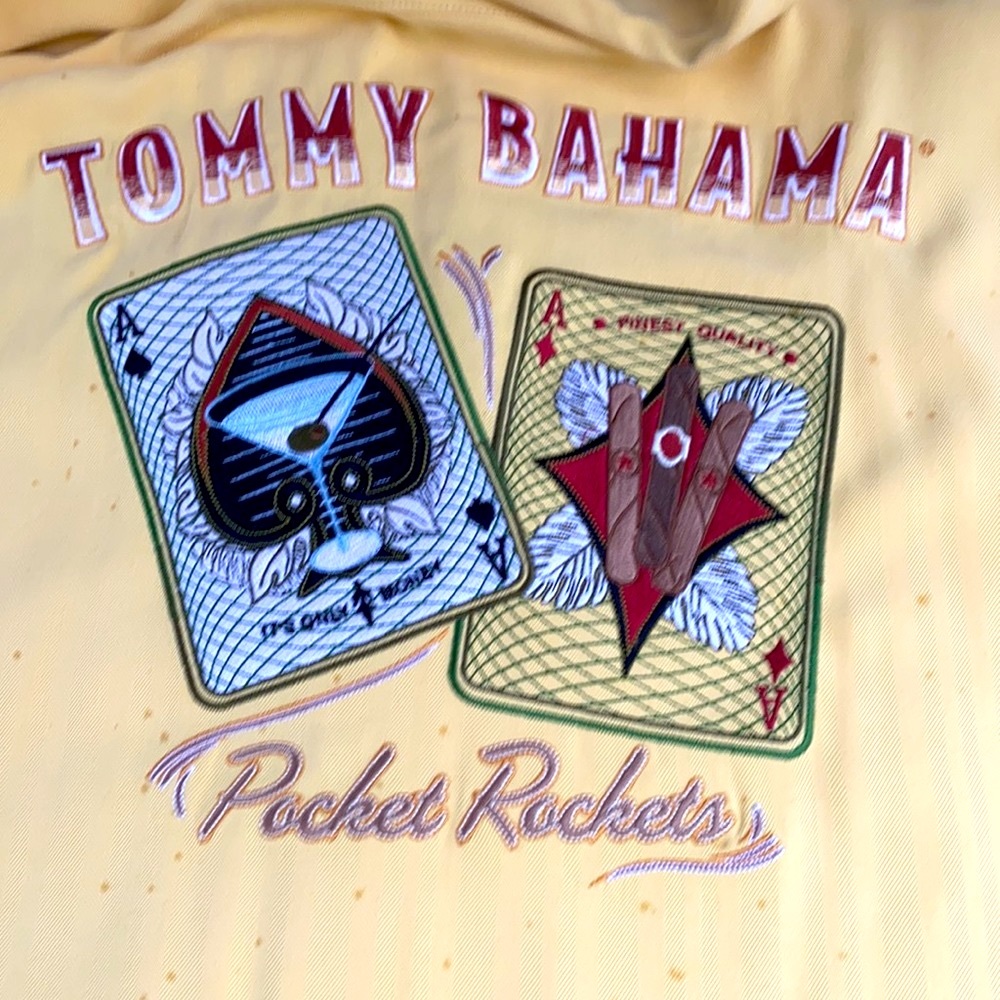 LARGE TOMMY BAHAMA 100% SILK SHORT SLEEVE PANEL-BACK SHIRT RARE RETIRED